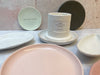 Pink speckled ceramic plate