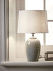 Glazed lamp with linen shade  - Pre- order