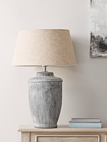 Antique urn lamp linen shade  - Pre- order
