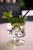 Green glass hurricane vase/ candle holder