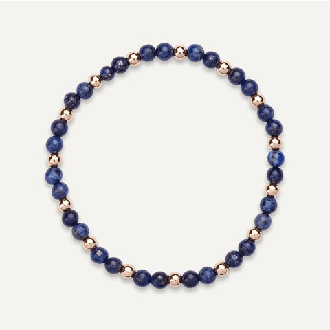 Natural Lapis and Crystal Elasticated Bracelet