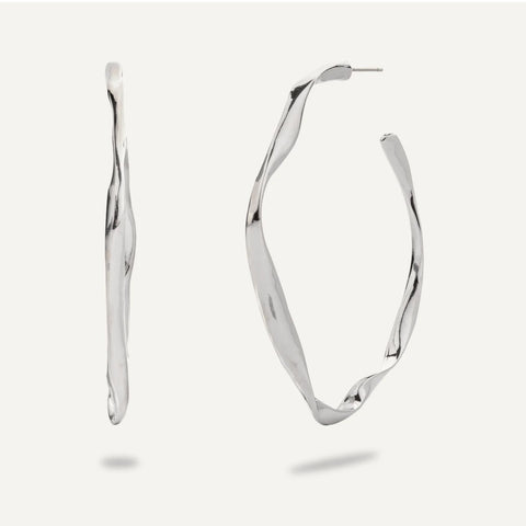 Abstract hoop earrings - silver