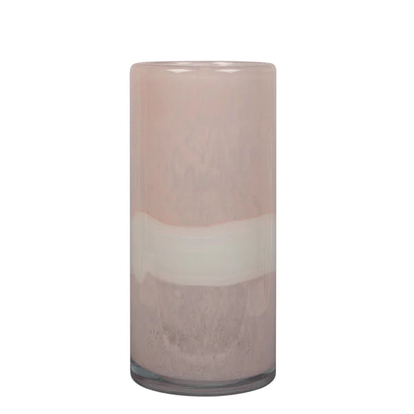 Hand blown glass pink vase