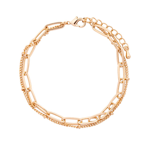 Link chain clasp bracelet - gold