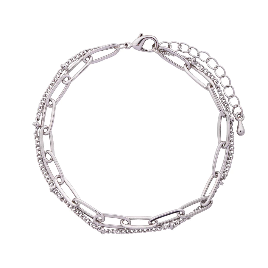 Link chain clasp bracelet - silver