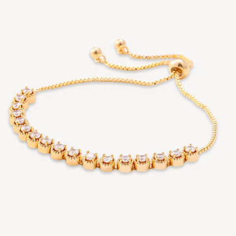 crystal geometric drawstring clasp bracelet - gold