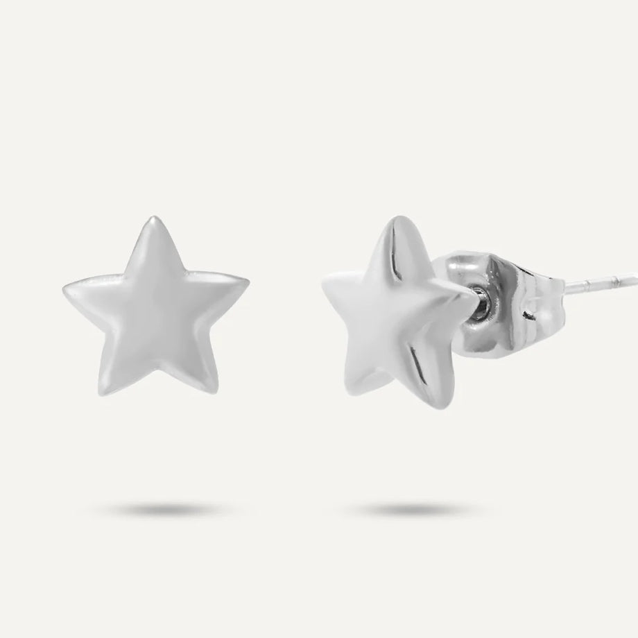 star stud earrings - silver