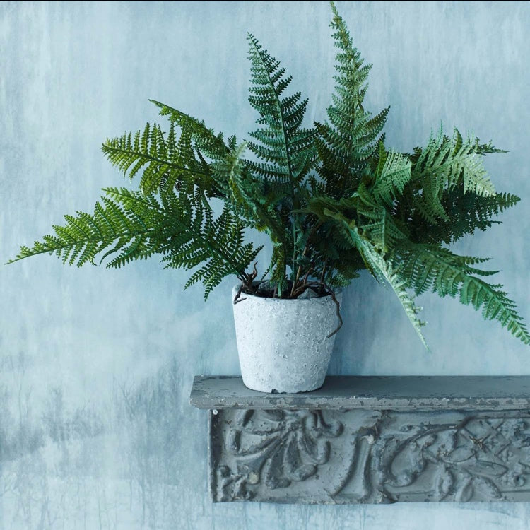 Premium faux fern in rustic grey plantpot