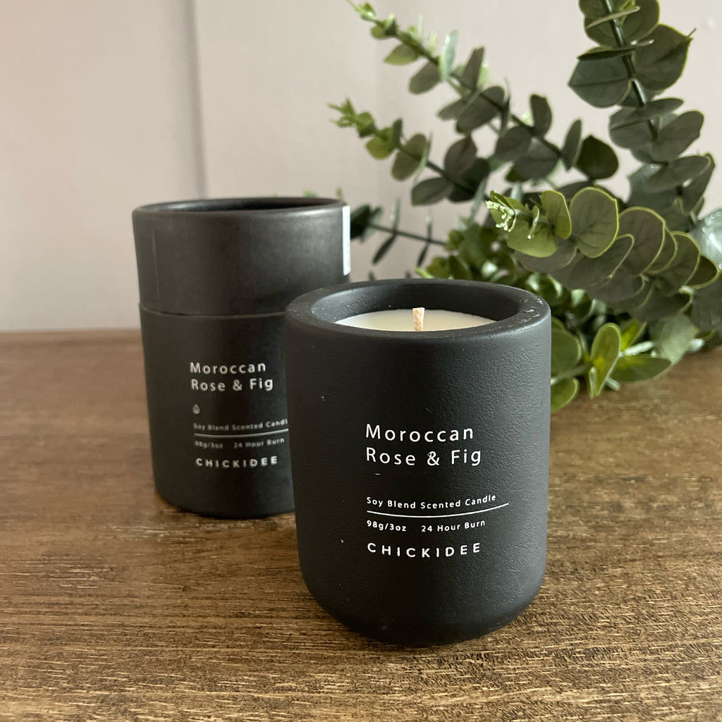Moroccan rose & fig concrete boxed candle