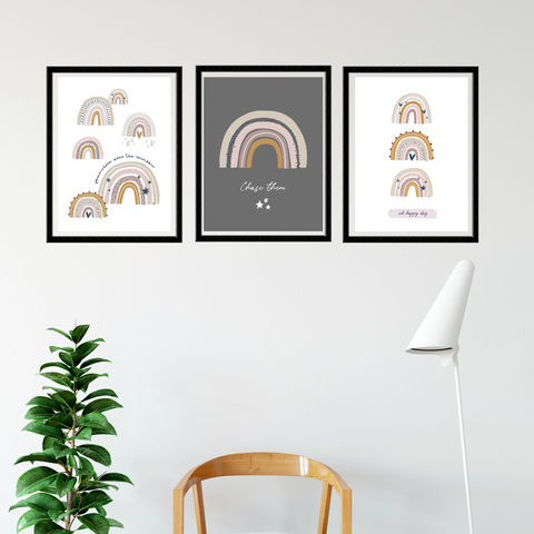Trio of rainbow prints
